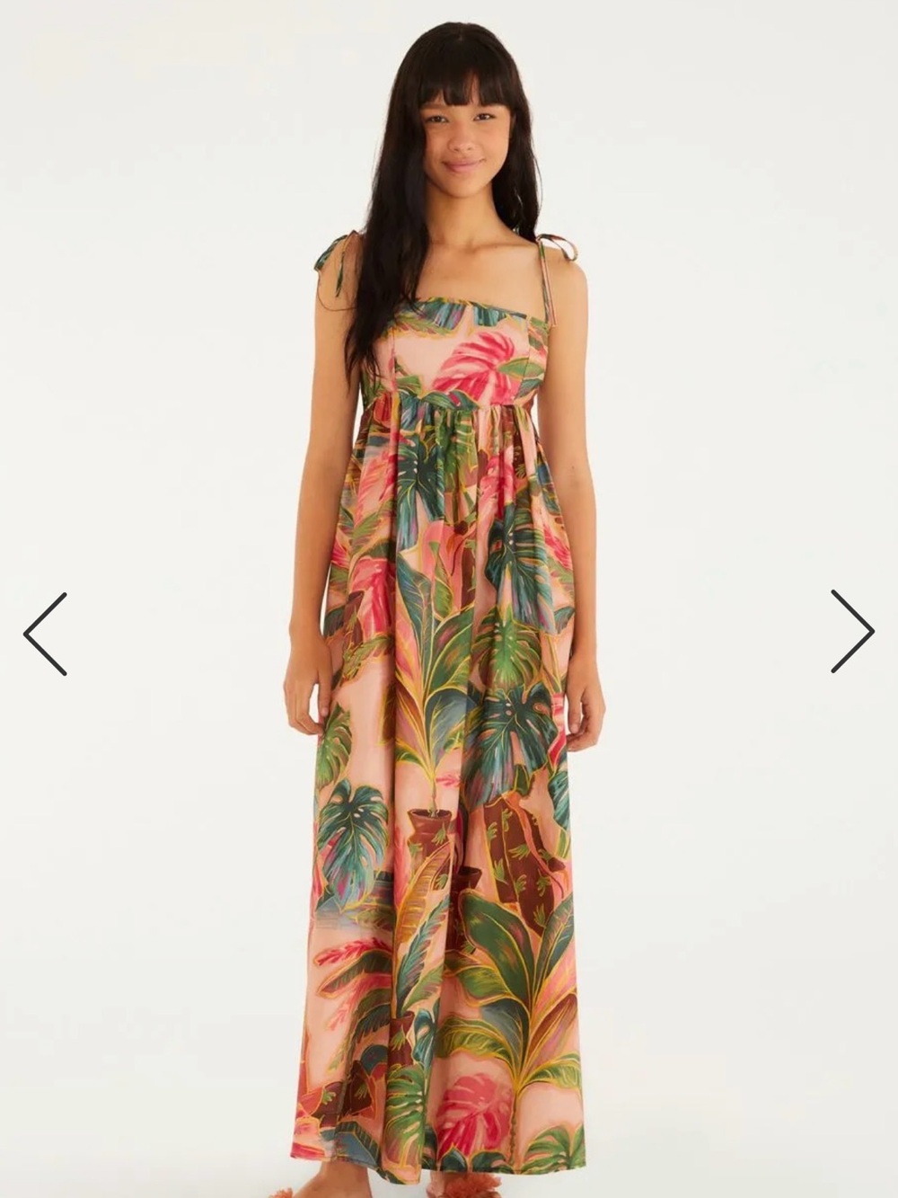 FARM Rio Pink Tropical Leaf Maxi Dress